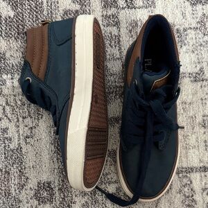 Boys size 12 Navy and Brown Sneakers